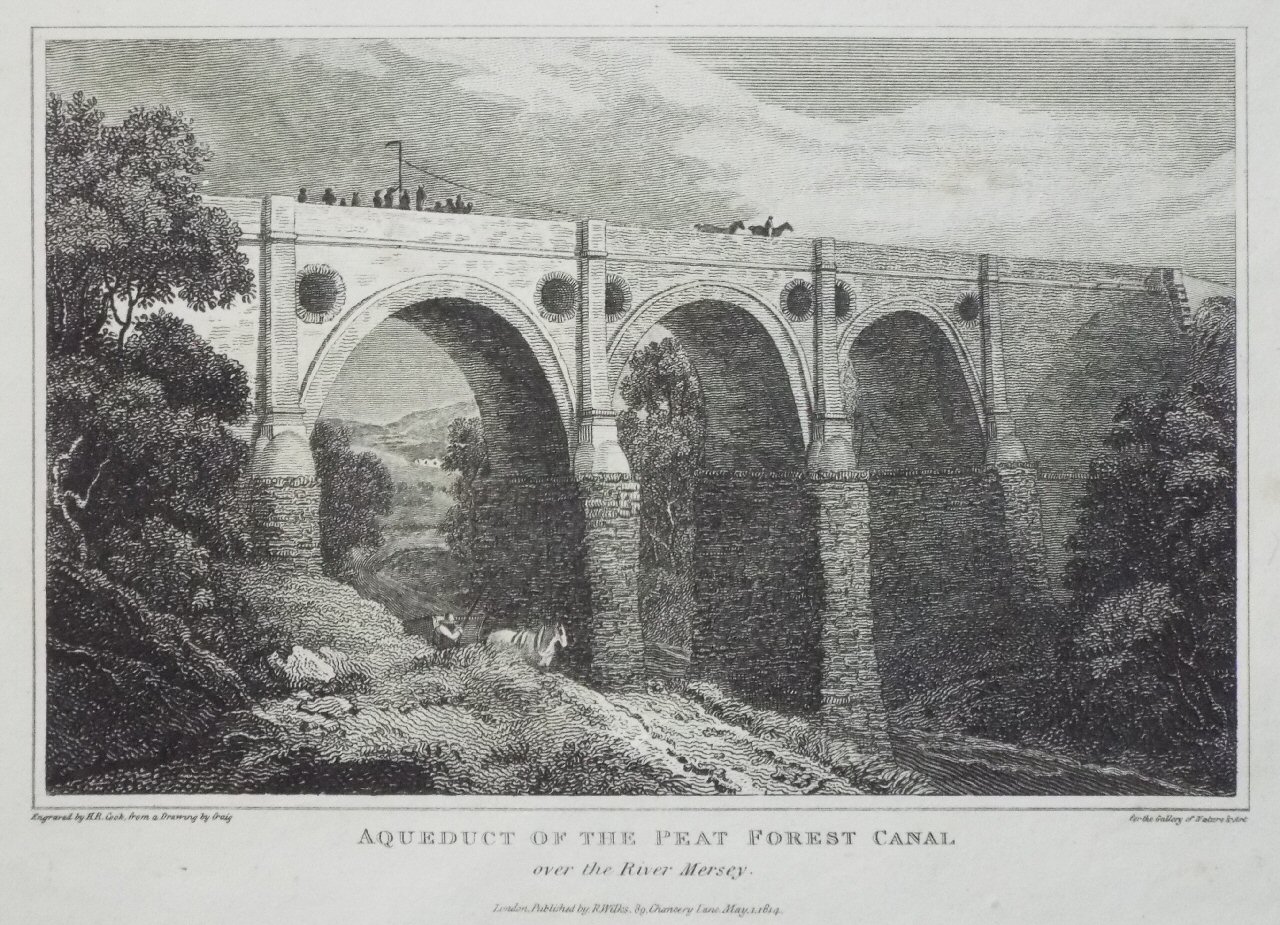 Print - Aqueduct of the Peat Forest Canal over the River Mersey. - Cook